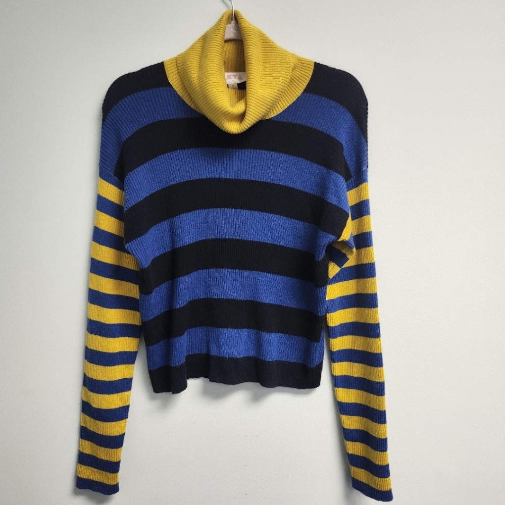 LEYA Yellow And Blue Turtleneck Sweater